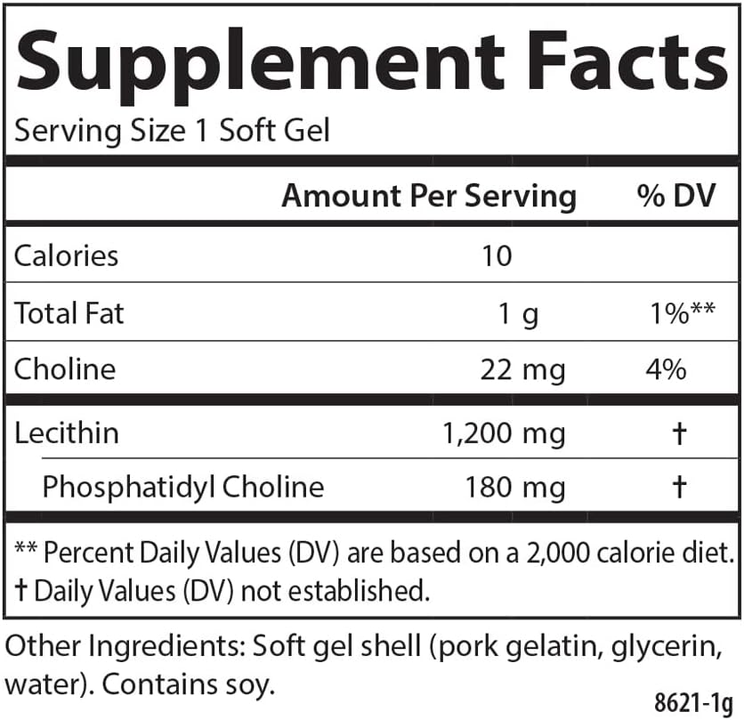 Carlson Non-GMO Lecithin Softgels - 1200 mg for Nervous System & Liver Support