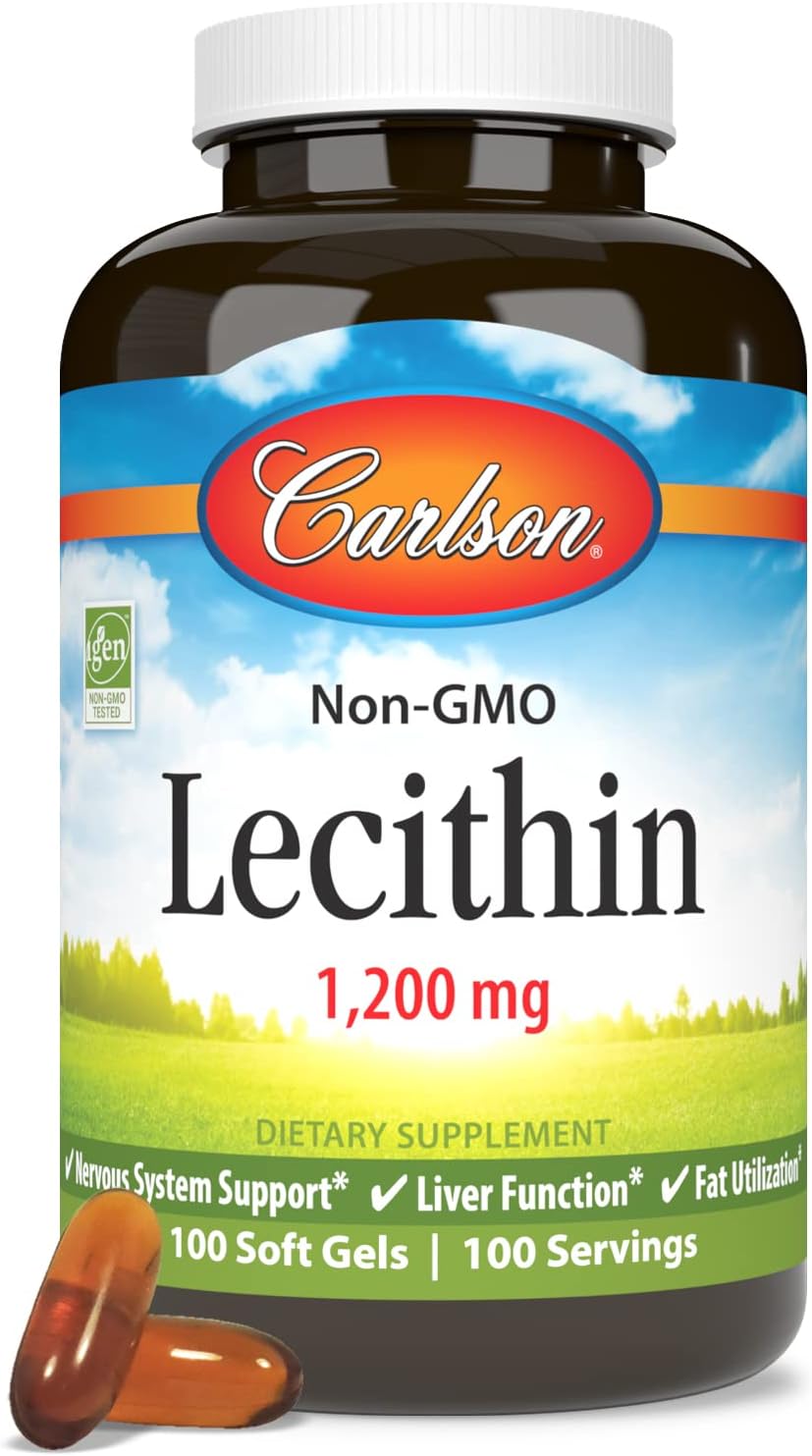 Carlson Non-GMO Lecithin Softgels - 1200 mg for Nervous System & Liver Support