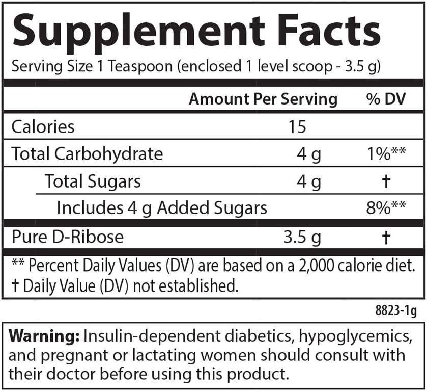 Carlson Ribose Powder - 100% Pure D-Ribose for Energy, Muscle Recovery & Athletic Performance - 17.6 oz (500g)