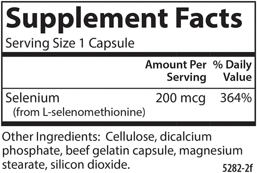 Carlson Selenium 200 mcg Capsules for Prostate Health & Immune Support - Yeast-Free Antioxidant Formula, 180 Count