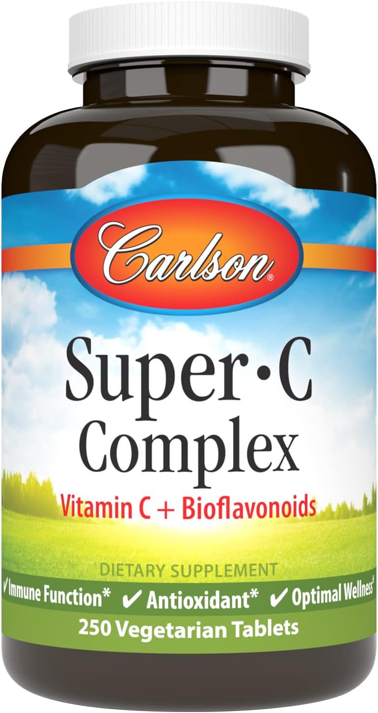 Carlson Super-C Complex: Vitamin C with Bioflavonoids for Immune Support & Antioxidant Benefits, 250 Vegetarian Tablets