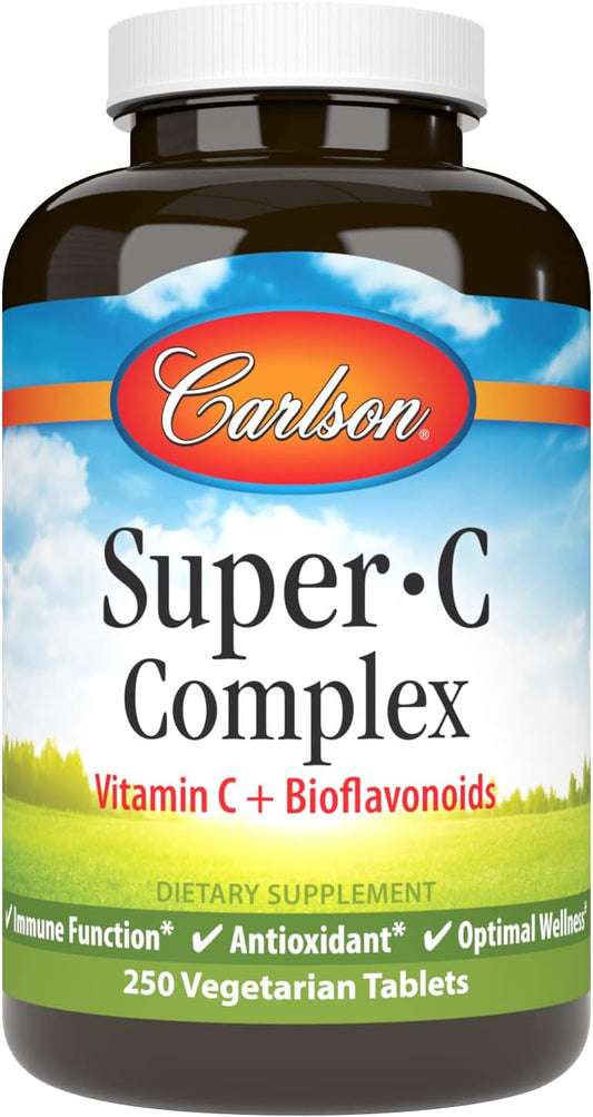 Carlson Super-C Complex: Vitamin C with Bioflavonoids for Immune Support & Antioxidant Benefits, 250 Vegetarian Tablets