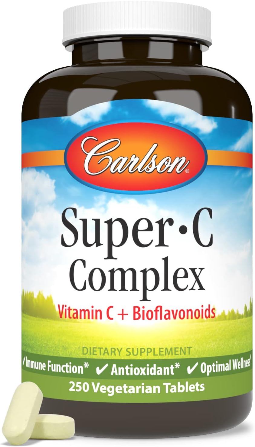 Carlson Super-C Complex: Vitamin C with Bioflavonoids for Immune Support & Antioxidant Benefits, 250 Vegetarian Tablets