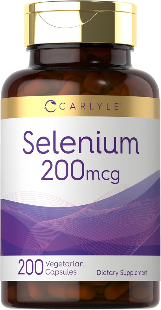 Carlyle 200mcg Yeast Free Selenium Supplement Capsules - Vegetarian, Non-GMO, Gluten Free - L-Selenomethionine Formula - Value Size