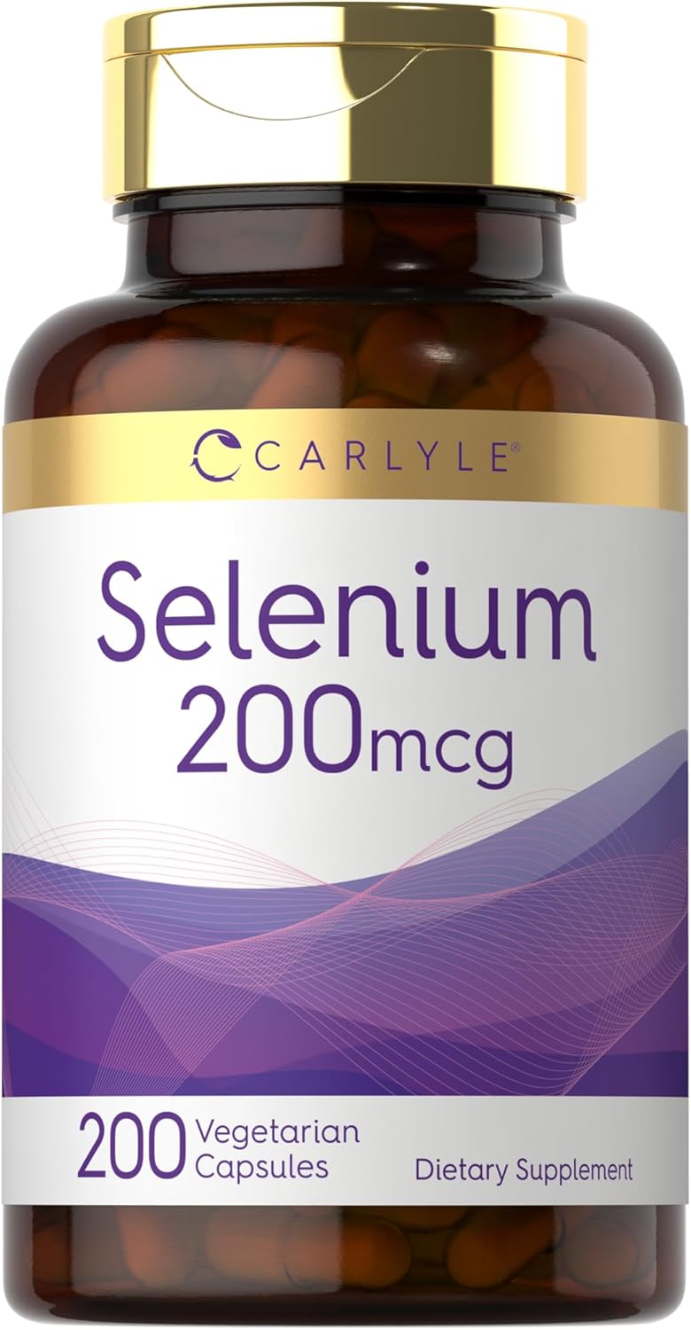 Carlyle 200mcg Yeast Free Selenium Supplement Capsules - Vegetarian, Non-GMO, Gluten Free - L-Selenomethionine Formula - Value Size