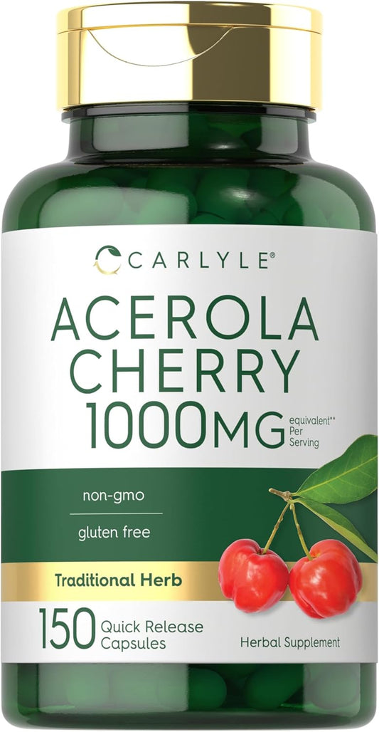 Carlyle Acerola Cherry Capsules - 1000mg - 150 Count - Non-GMO & Gluten Free Extract - Acerola Berry Supplement
