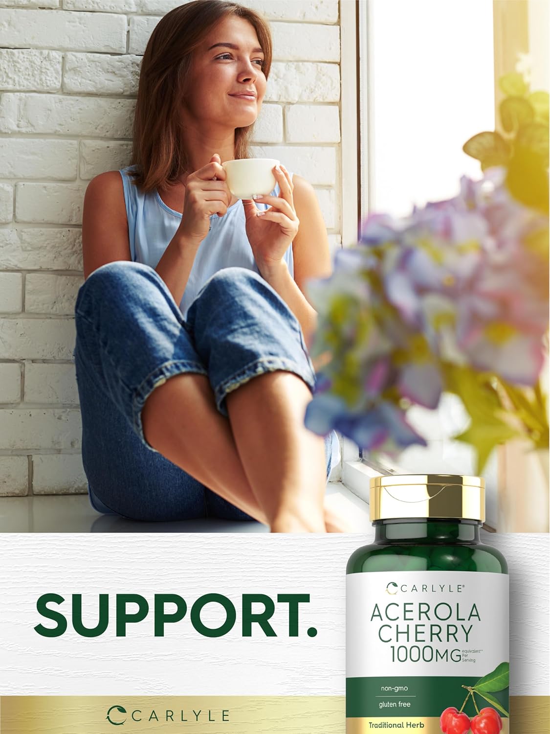 Carlyle Acerola Cherry Capsules - 1000mg - 150 Count - Non-GMO & Gluten Free Extract - Acerola Berry Supplement