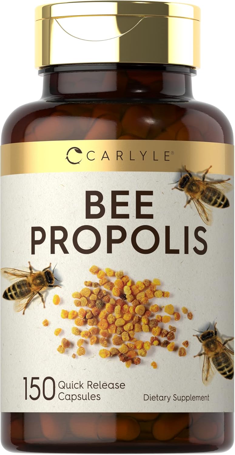 Carlyle Bee Propolis Capsules 600mg - 150 Count - Extract Supplement - Non-GMO and Gluten-Free