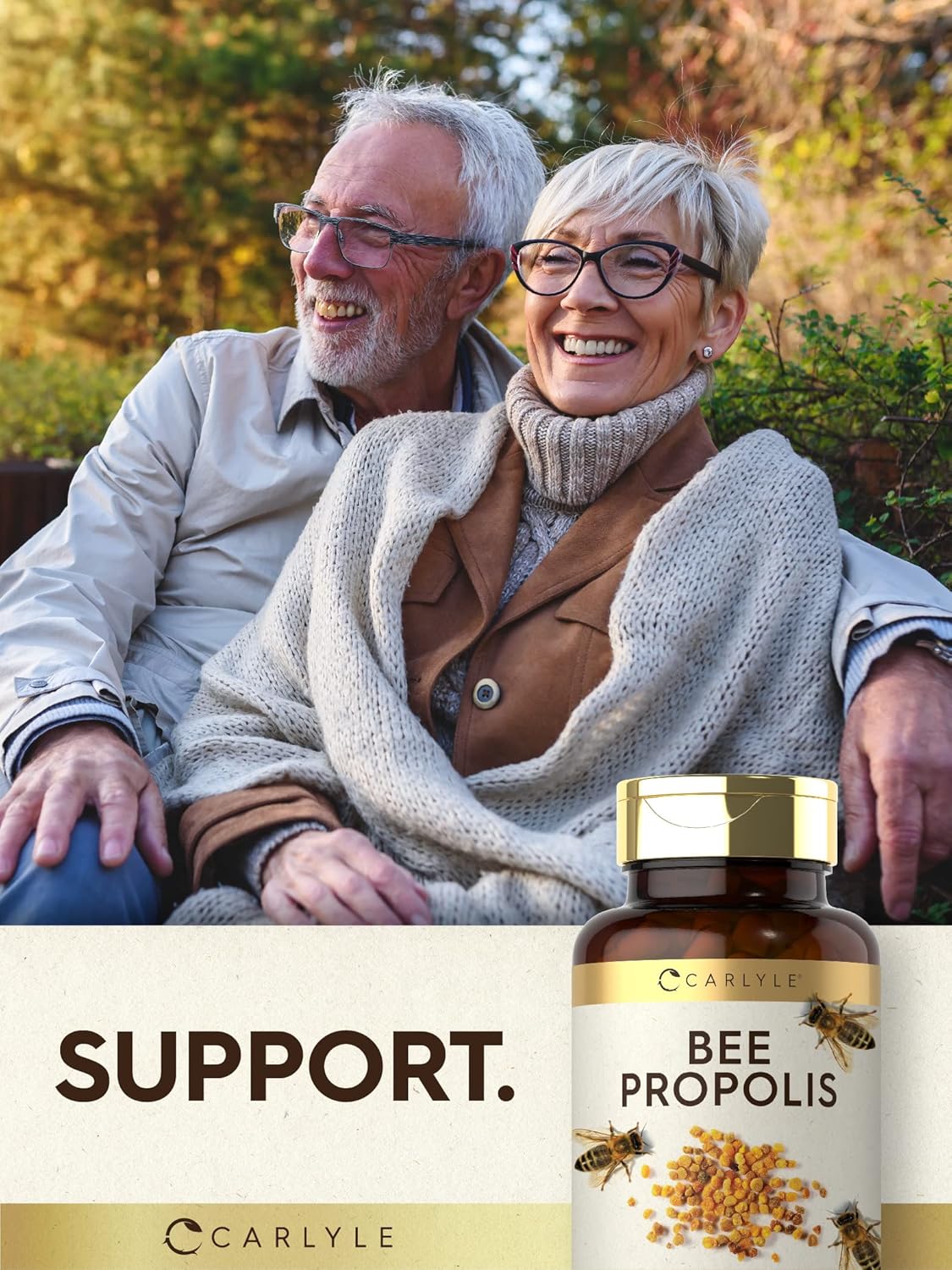 Carlyle Bee Propolis Capsules 600mg - 150 Count - Extract Supplement - Non-GMO and Gluten-Free