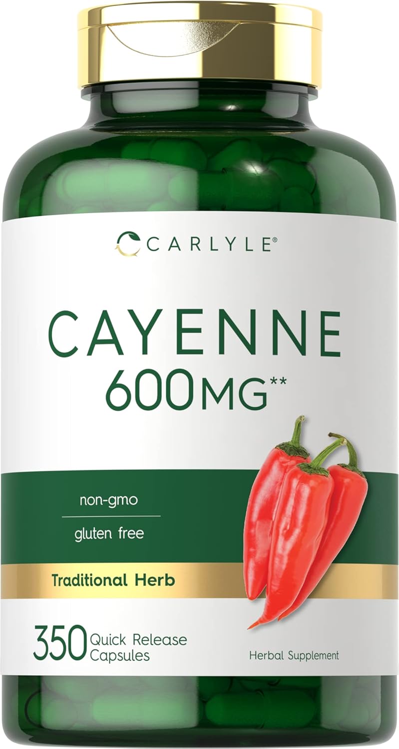 Carlyle Cayenne Pepper Capsules 600mg - Non-GMO, Gluten Free - 350 Pills