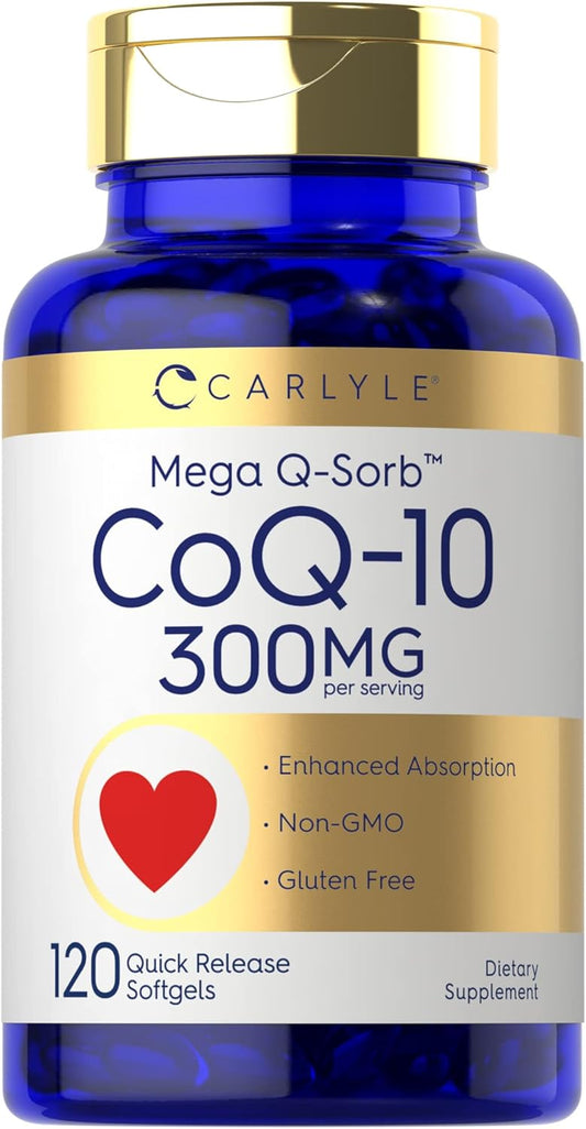 Carlyle CoQ10 300mg Softgels with Black Pepper Extract - 120 Count, Non-GMO & Gluten Free Formula