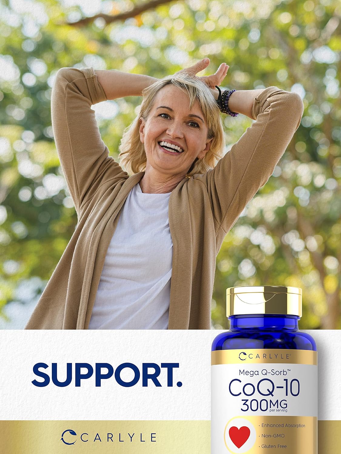 Carlyle CoQ10 300mg Softgels with Black Pepper Extract - 120 Count, Non-GMO & Gluten Free Formula