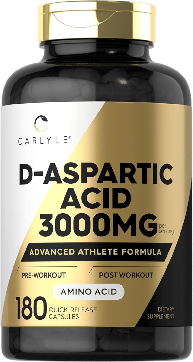 Carlyle DAA Capsules 3000mg 180 Count Non-GMO Gluten Free Advanced Athlete Supplement