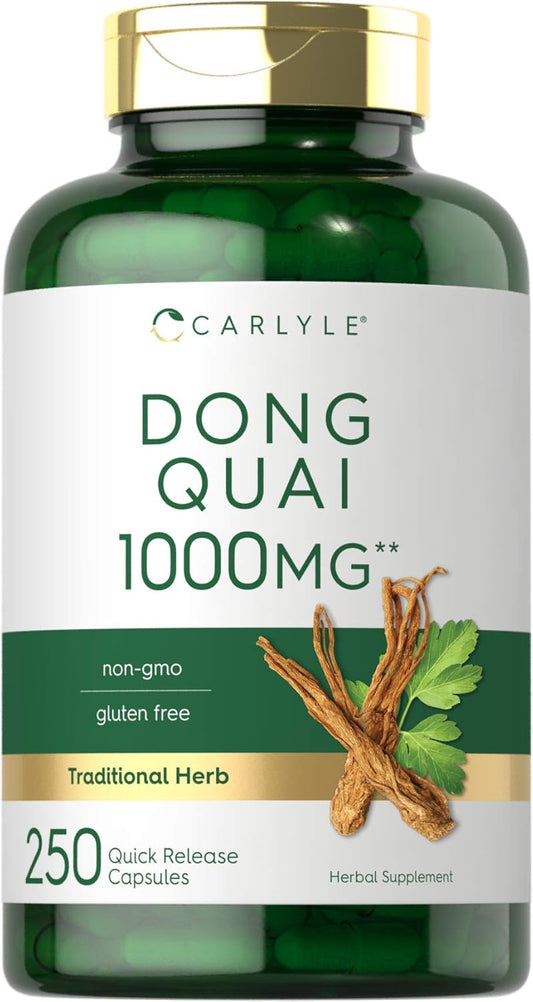 Carlyle Dong Quai Capsules 1000mg 250 Count Non-GMO & Gluten Free Herbal Supplement