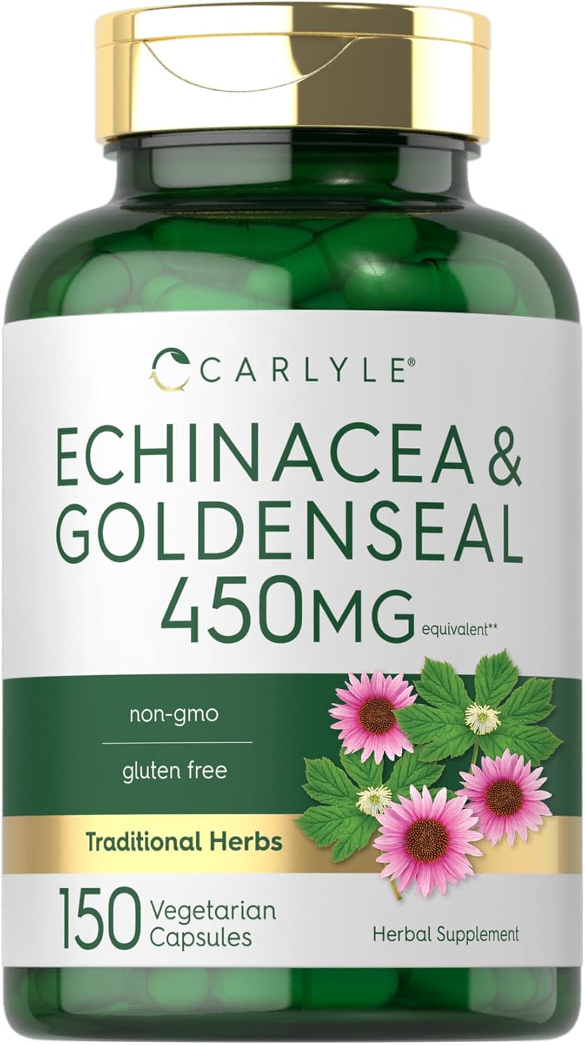 Carlyle Echinacea Goldenseal Capsules - 150 Count - Vegetarian, Non-GMO, Gluten-Free Supplement