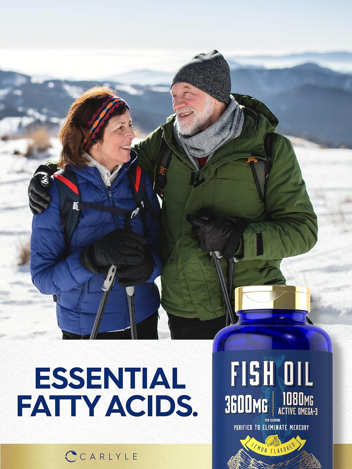 Carlyle Fish Oil Supplement 3600mg | High Strength Omega 3 Capsules | 120 Count Non-GMO & Gluten Free