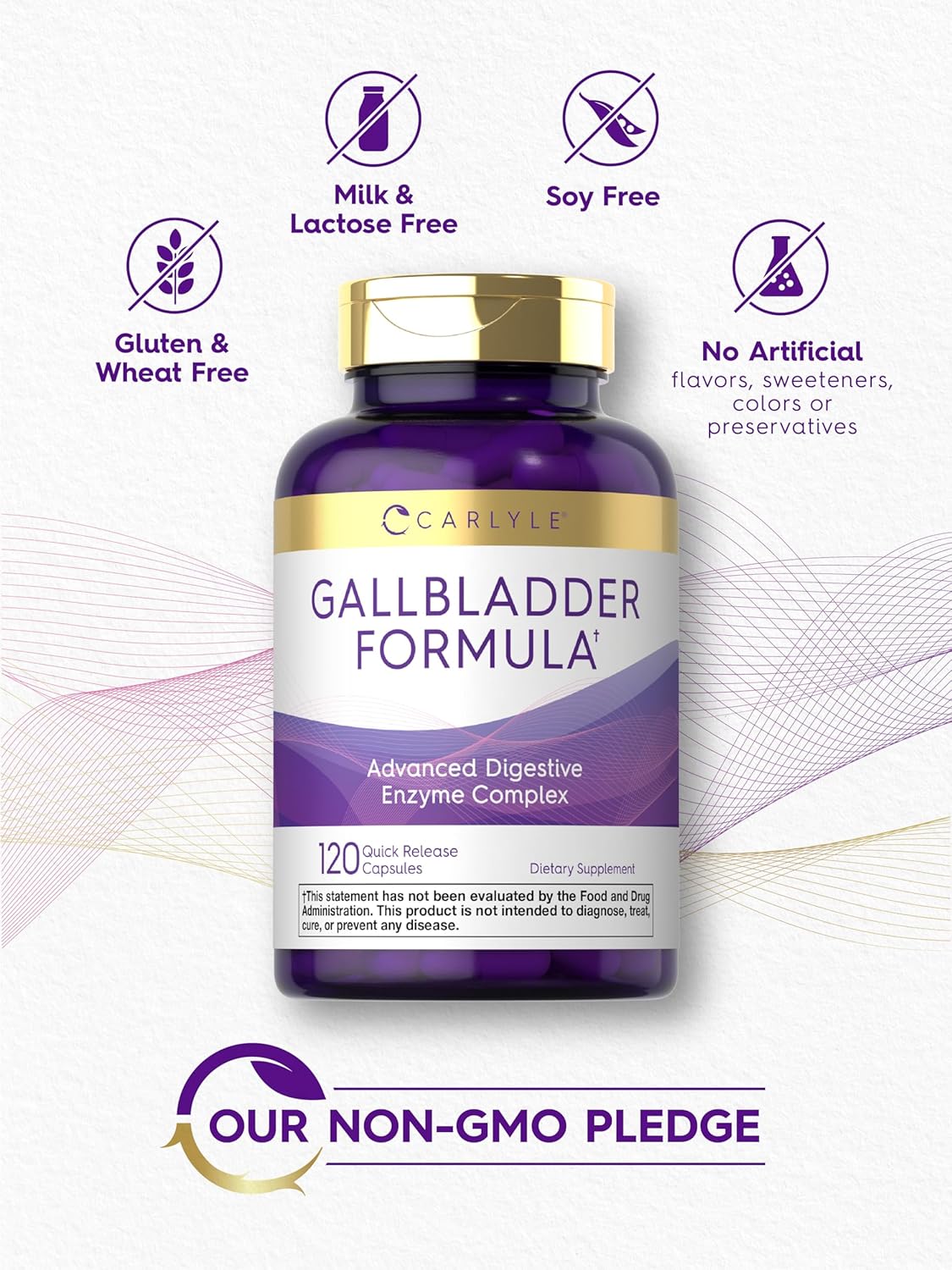 Carlyle Gallbladder Supplement | 120 Quick Release Capsules | Digestive Enzyme Complex | Non-GMO & Gluten Free