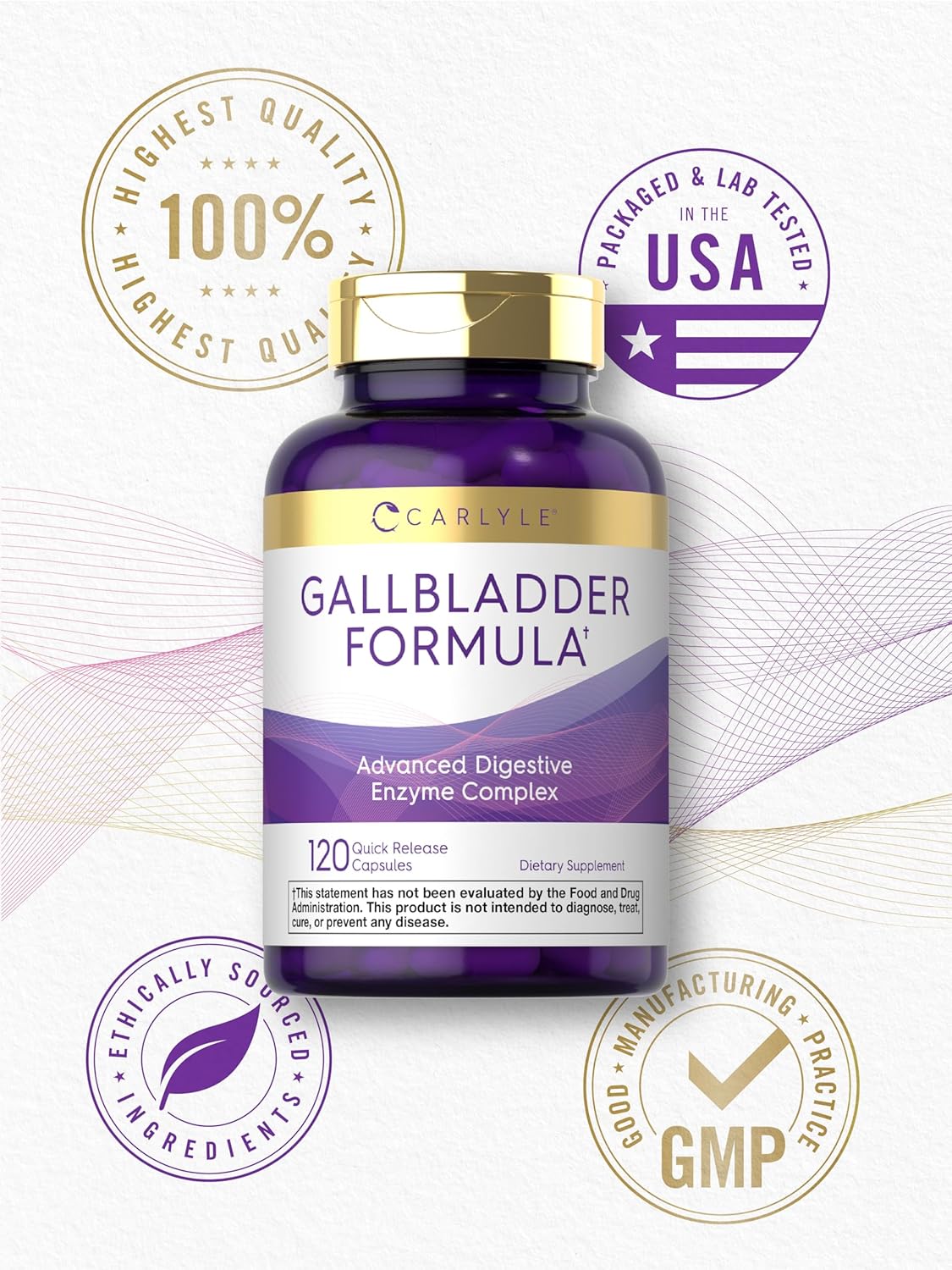 Carlyle Gallbladder Supplement | 120 Quick Release Capsules | Digestive Enzyme Complex | Non-GMO & Gluten Free