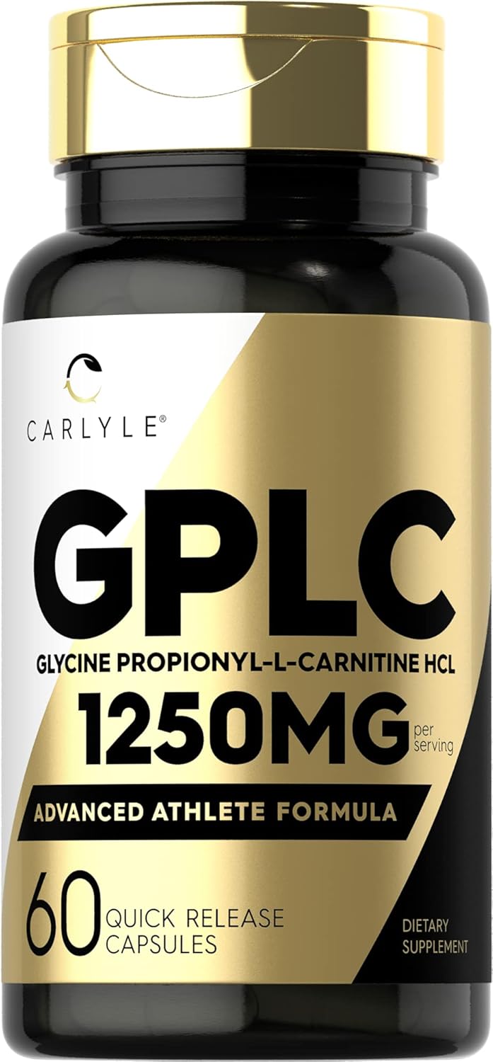 Carlyle GPLC Glycine Propionyl-L-Carnitine HCL Supplement 1250mg 60 Capsules Advanced Athlete Formula Non-GMO Gluten Free
