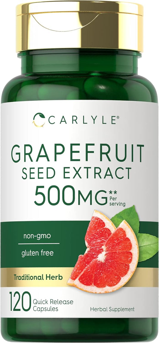 Carlyle Grapefruit Seed Extract Capsules 500mg - 120 Count - Maximum Strength - Non-GMO, Gluten Free Formula