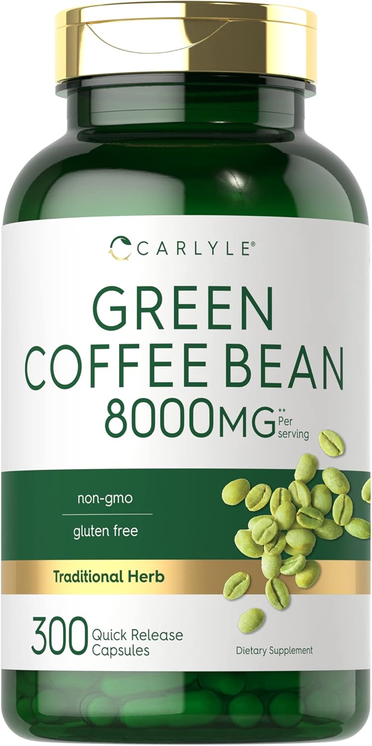 Carlyle Green Coffee Bean Extract Capsules 8000 mg - 300 Count | Non-GMO & Gluten Free Herb Supplement