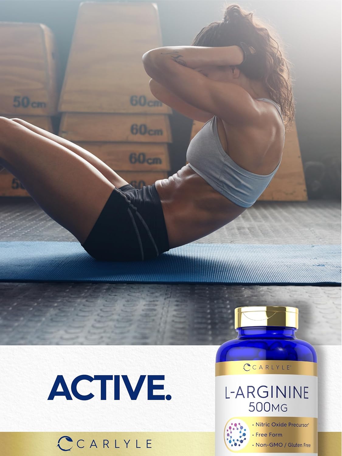 Carlyle L-Arginine Capsules 500mg | 240 Count | Non-GMO & Gluten Free | Free Form Supplement