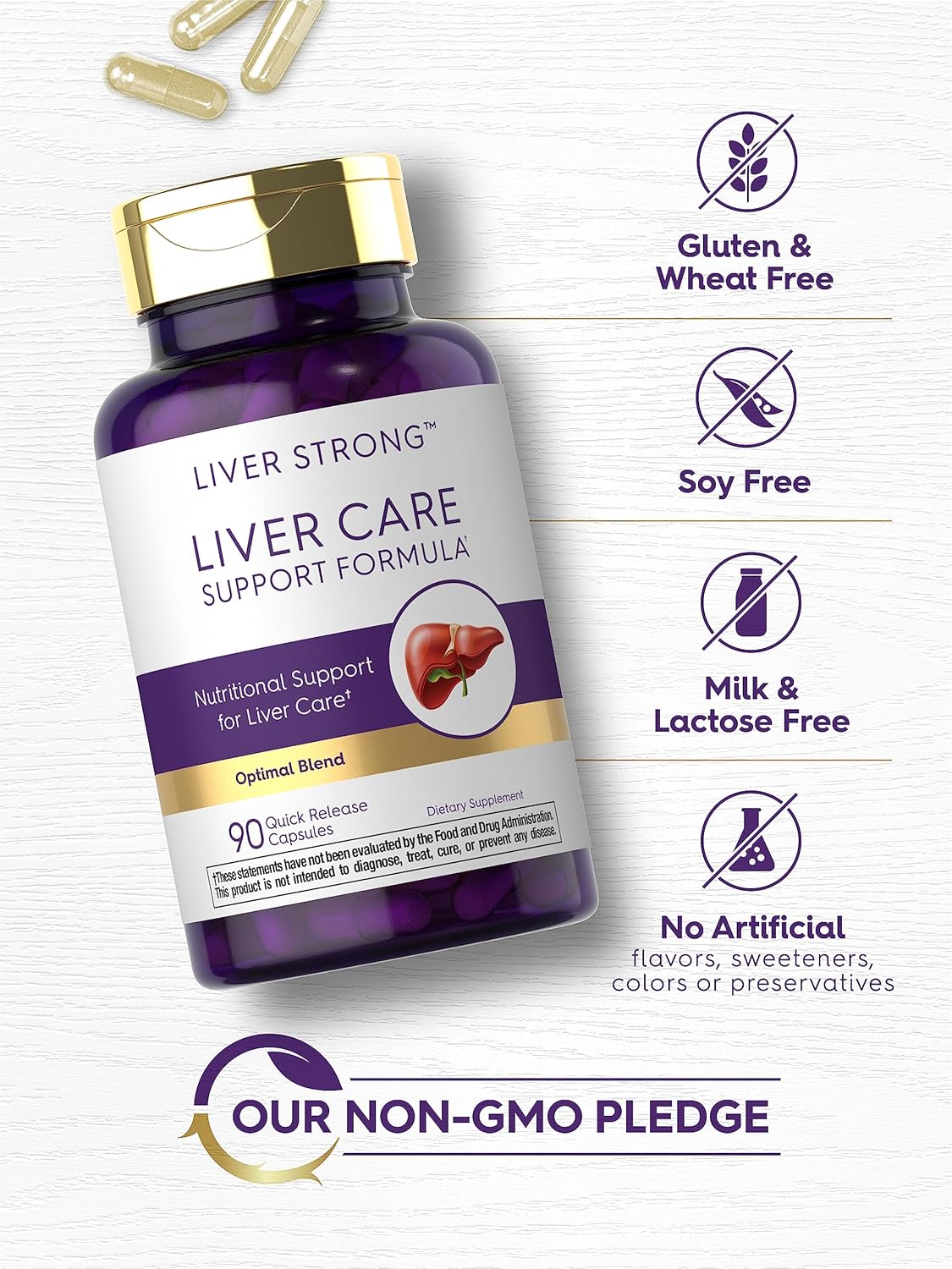 Carlyle Liver Support Capsules with Milk Thistle, Dandelion Root & Artichoke Leaf Extract - 90 Count - Non-GMO & Gluten Free Formula