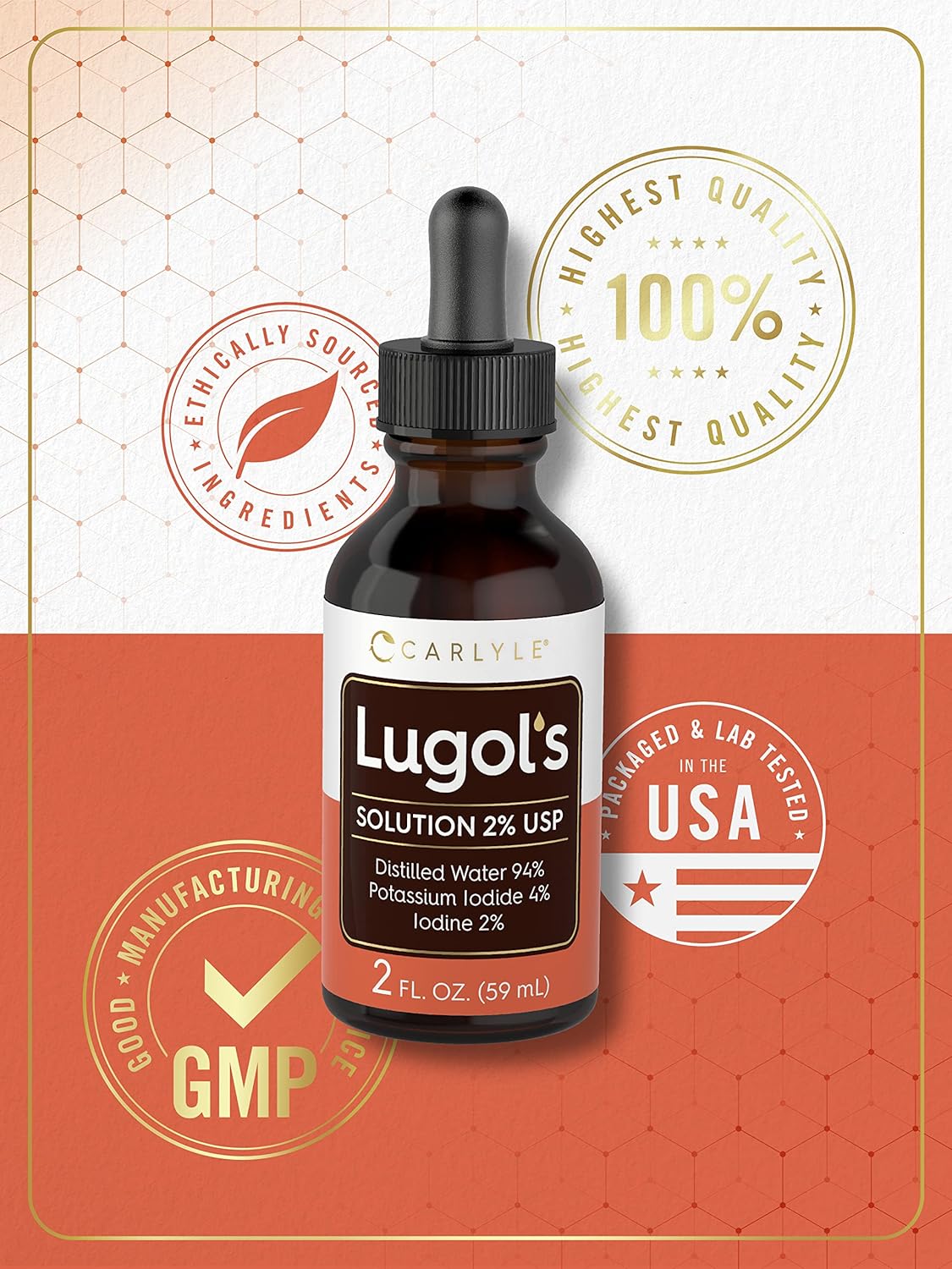 Carlyle Lugols Iodine Liquid Drops 2% | 2 fl oz (Pack of 2) | Potassium Iodide Solution