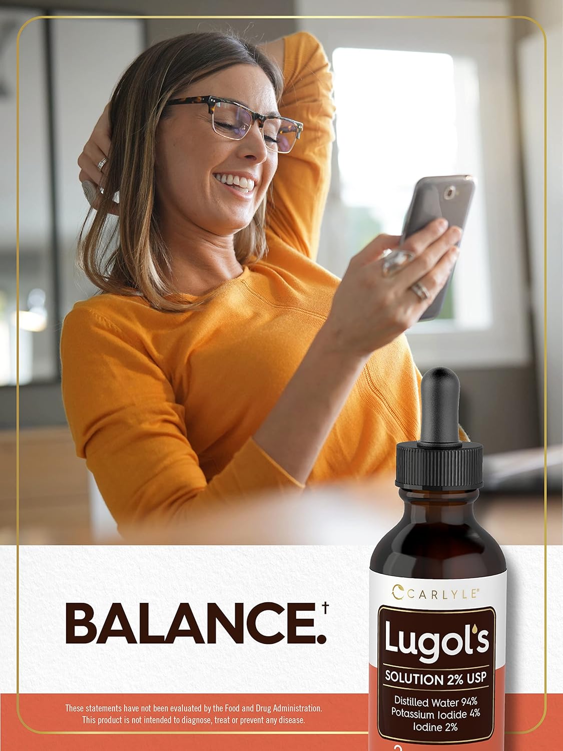 Carlyle Lugols Iodine Liquid Drops 2% | 2 fl oz (Pack of 2) | Potassium Iodide Solution
