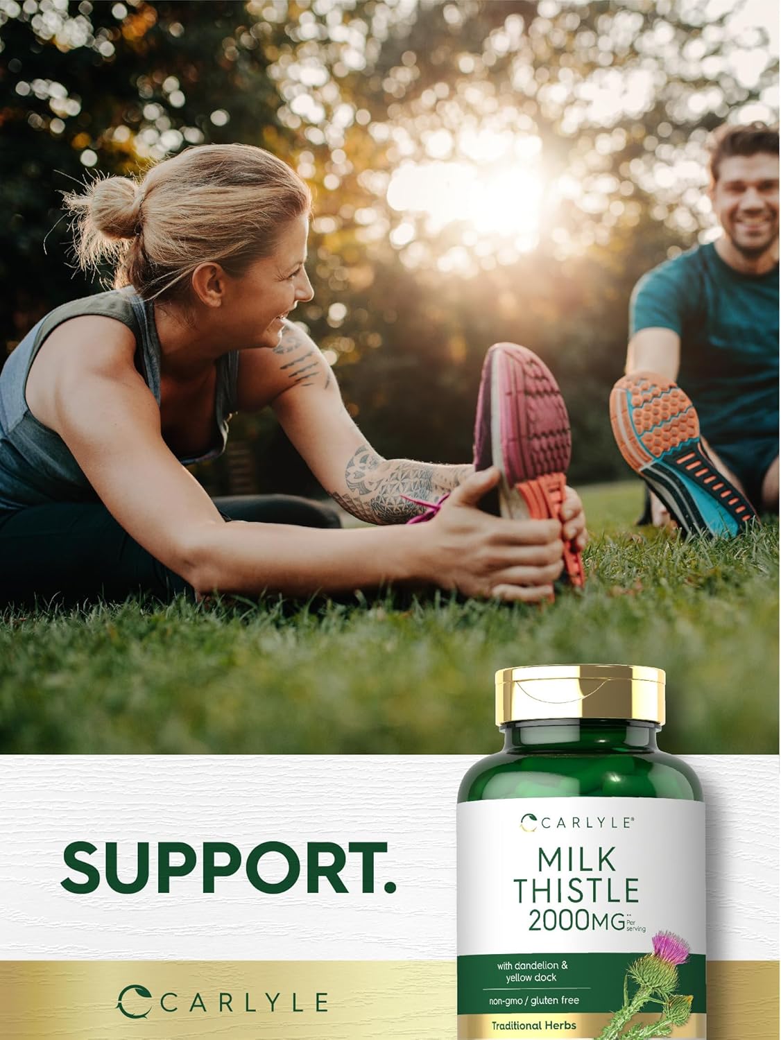 Carlyle Milk Thistle 2000mg 180 Capsules with Dandelion & Yellow Dock Non-GMO Gluten Free Supplement
