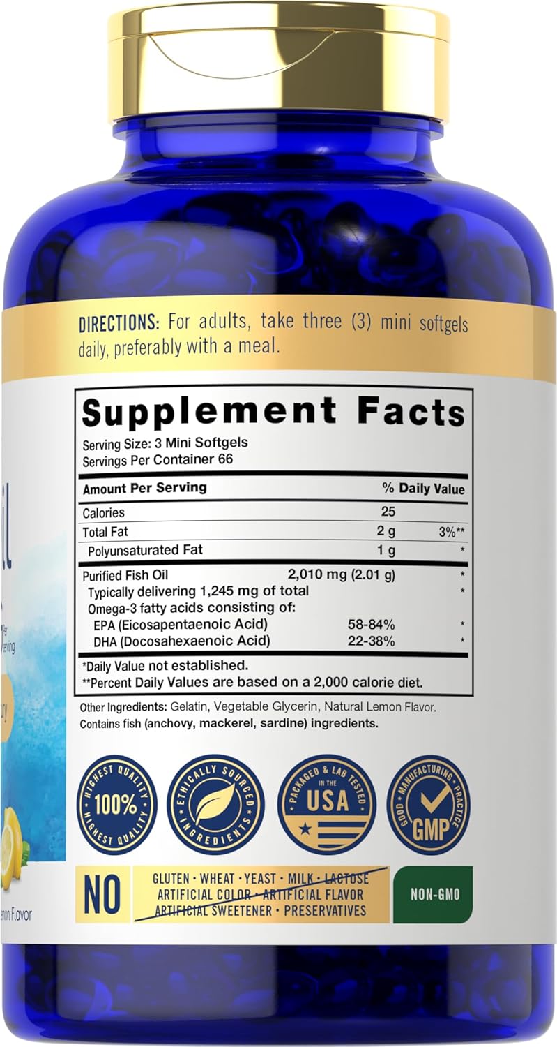 Carlyle Mini Fish Oil Softgels - 2010 mg Omega-3 Pills with EPA & DHA - Non-GMO & Gluten Free Supplement