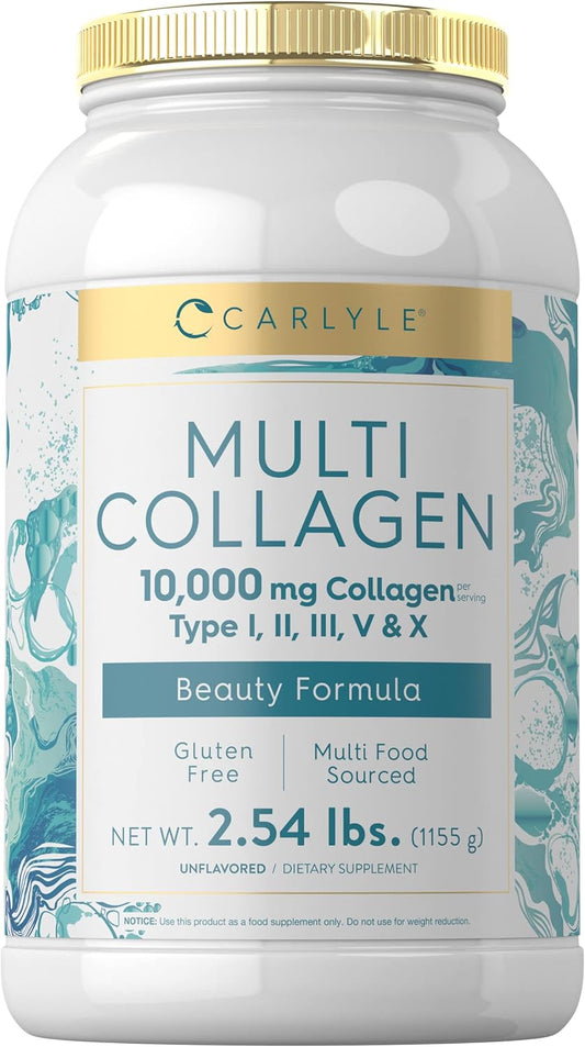 Carlyle Multi Collagen Peptides Powder 40 oz | 10000 mg | Types I, II, III, V & X | Protein Supplement | Multi Food Sourced & Gluten Free