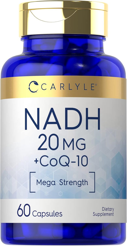 Carlyle NADH CoQ10 Supplement 20mg | Mega Strength | 60 Capsules | Non-GMO & Gluten Free