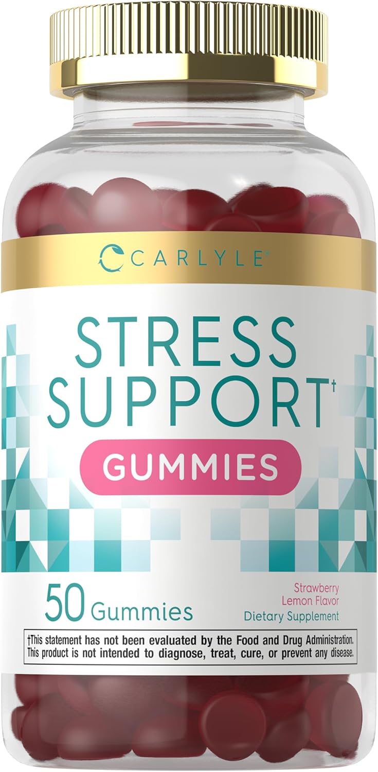 Carlyle Stress Support Gummies | 50 Count | GABA & L-Theanine | Strawberry Lemon | Non-GMO, Gluten-Free