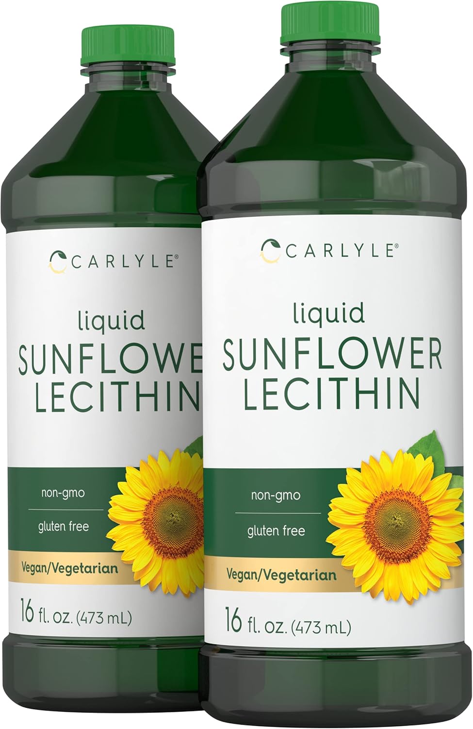 Carlyle Sunflower Lecithin Liquid 16 oz 2 Pack - Vegan Non-GMO Soy & Gluten Free