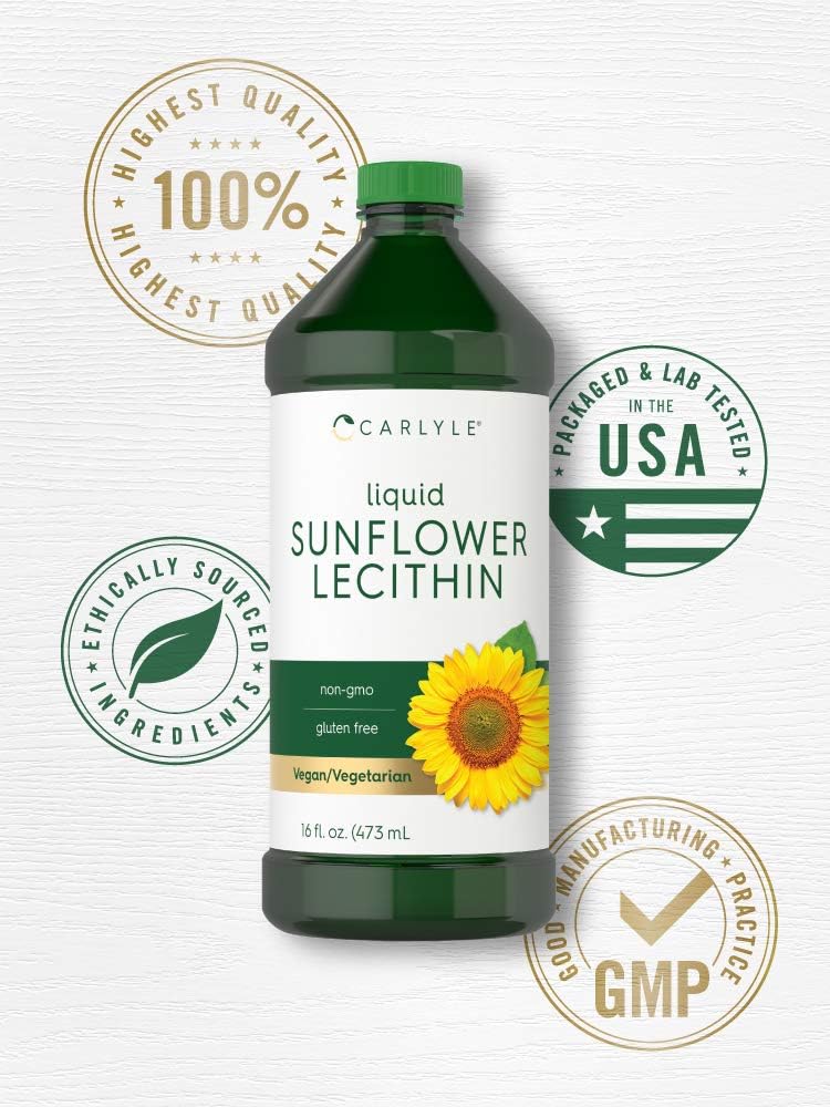 Carlyle Sunflower Lecithin Liquid 16 oz 2 Pack - Vegan Non-GMO Soy & Gluten Free