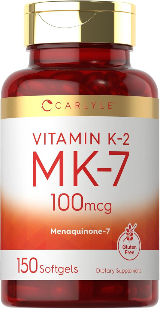 Carlyle Vitamin K2 MK7 100 mcg Softgels - 150 Count | Non-GMO & Gluten-Free Formula
