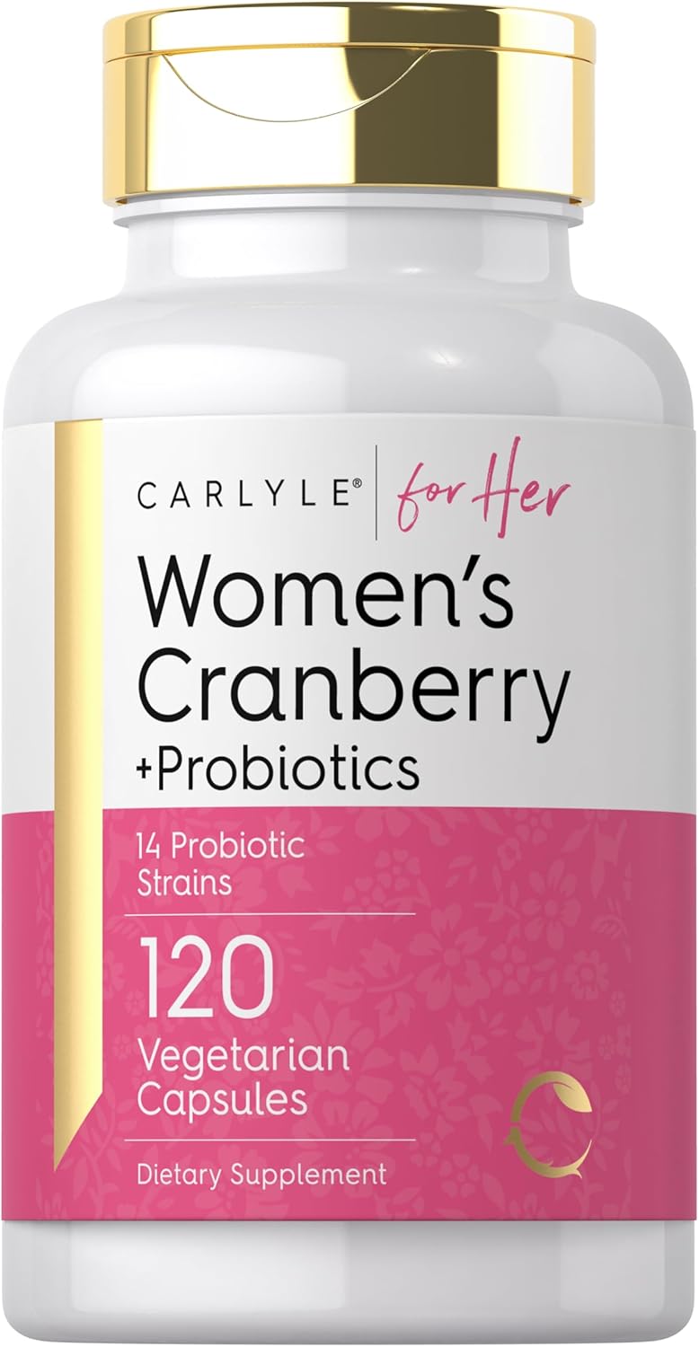 Carlyle Women's Cranberry Probiotic Supplement | 120 Capsules | 14 Probiotic Strains | Vegetarian, Non-GMO, Gluten-Free