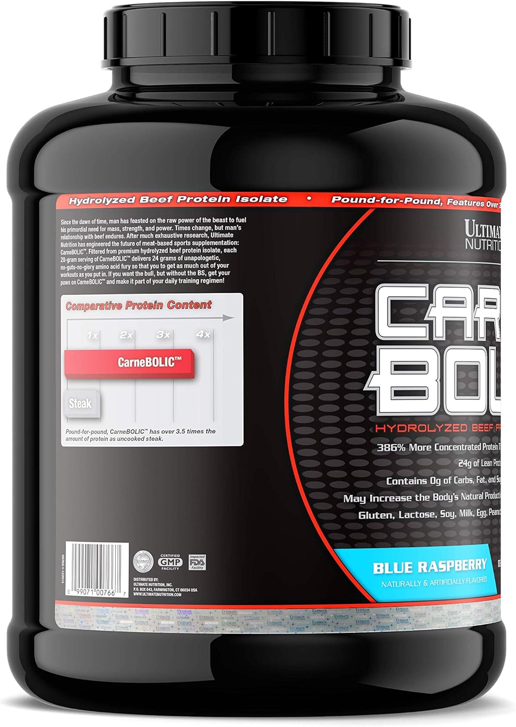 Carnebolic Hydrolyzed Beef Protein Isolate Powder - Blue Raspberry Flavor - Paleo & Keto Friendly - Zero Carbs, Zero Fat, Zero Sugar - Gluten & Lactose-Free - 60 Servings