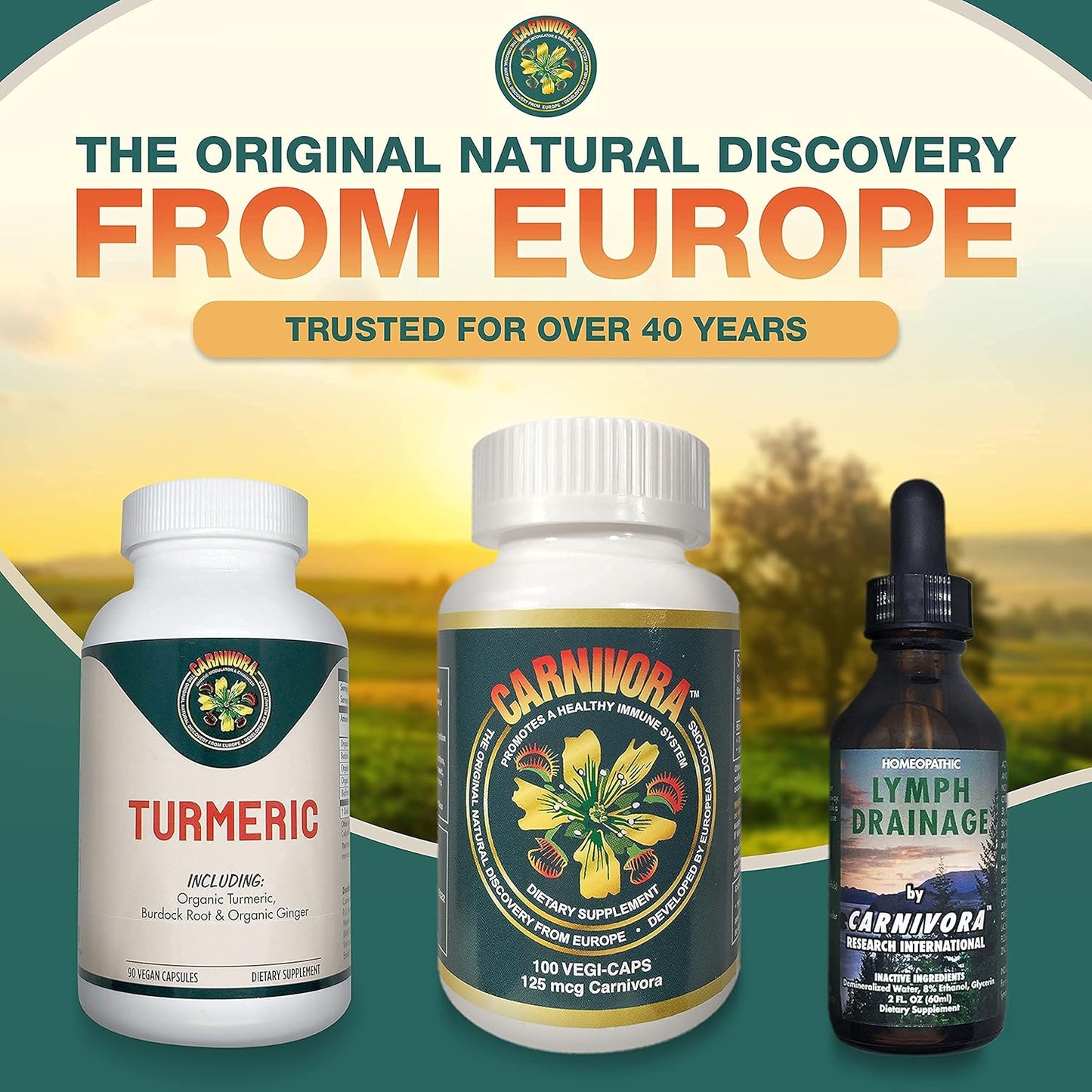 Carnivora Triple Bundle - Immune System, Lymph Flush, Joint & Digestion Support (Includes Vegi-Caps, Lymph Drainage, Turmeric)