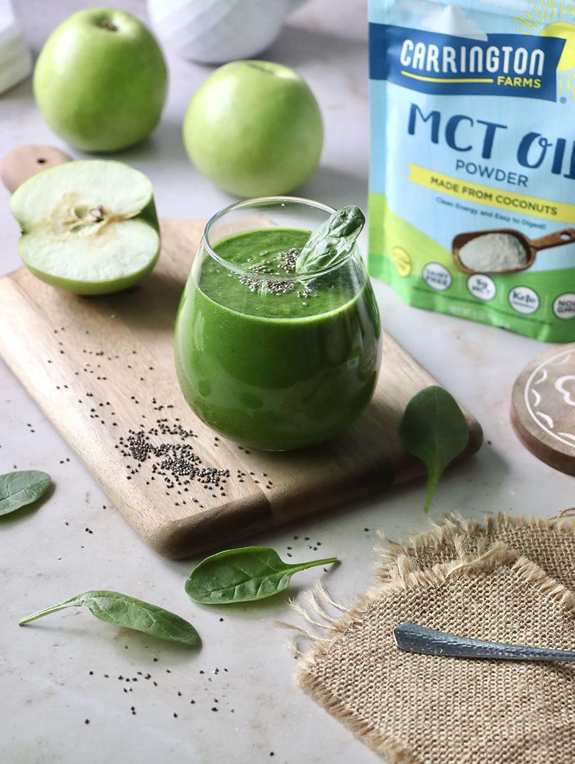 Carrington Farms Organic MCT Oil Powder - Gluten Free, Hexane Free, NON GMO - Keto & Dairy Free