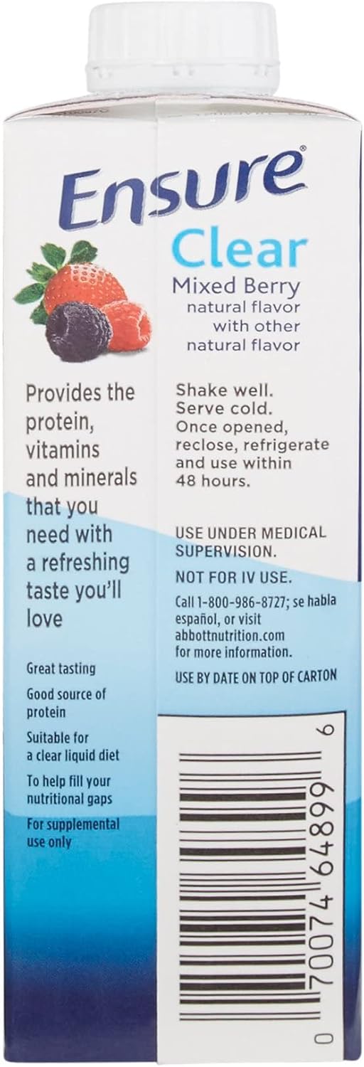 Case of 24 Ensure Clear Mixed Berry 8 Ounce Recloseable Cartons