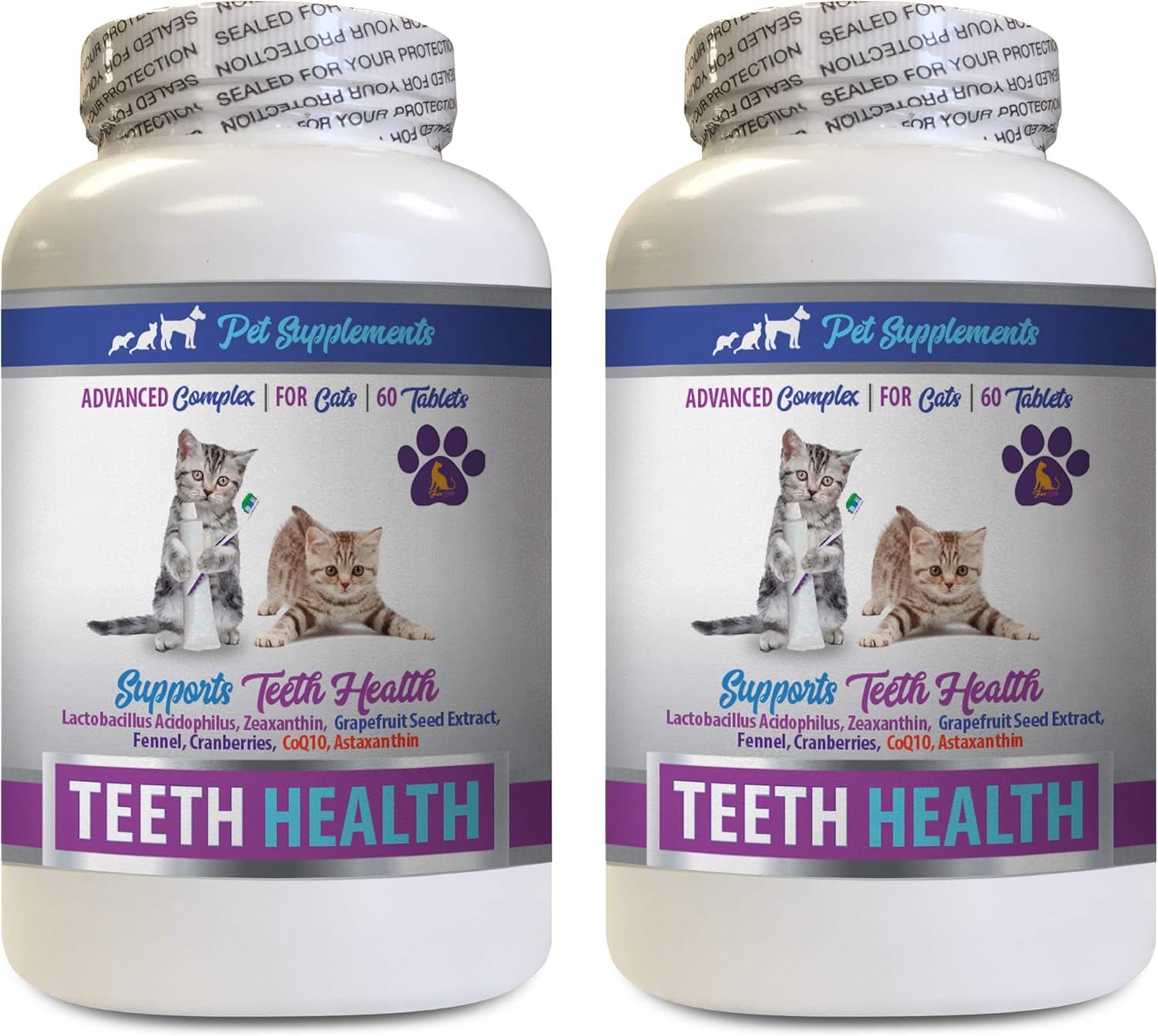 Cat Bad Breath Treats with Vitamin B12 - Advanced Mouth Health Complex for Cats - Immune Boost - 2 Bottles (120 Tablets)