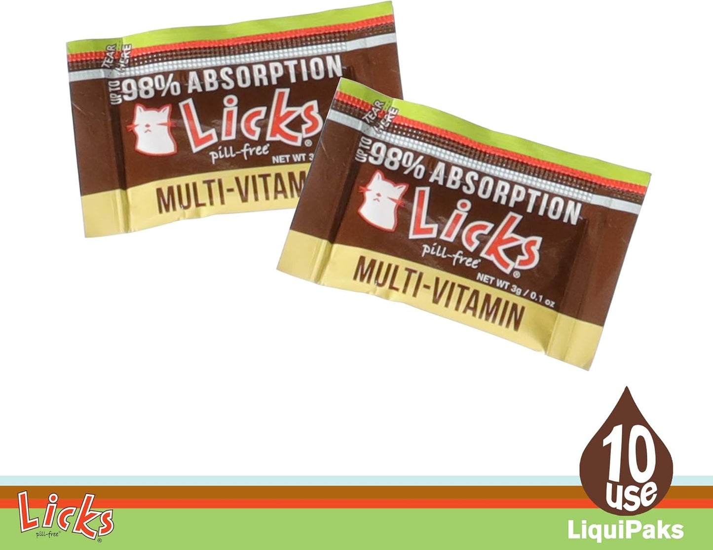 Cat Multivitamin Gel Packets with Vitamin C, D, and Calcium - Pill-Free Pet Supplement - 10 Pack