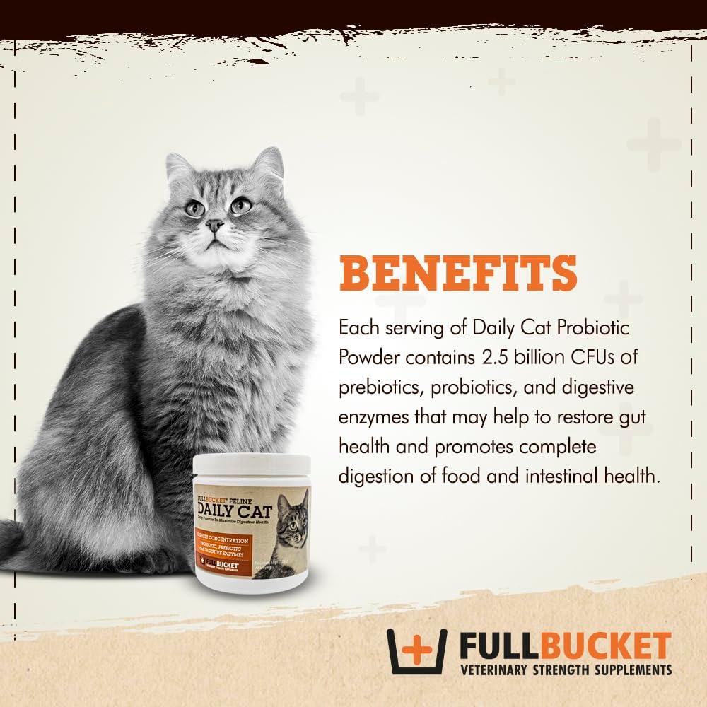 Cat Probiotic Powder for Diarrhea, Gas, Gut Health - Prebiotics & Enzymes, 30 Servings