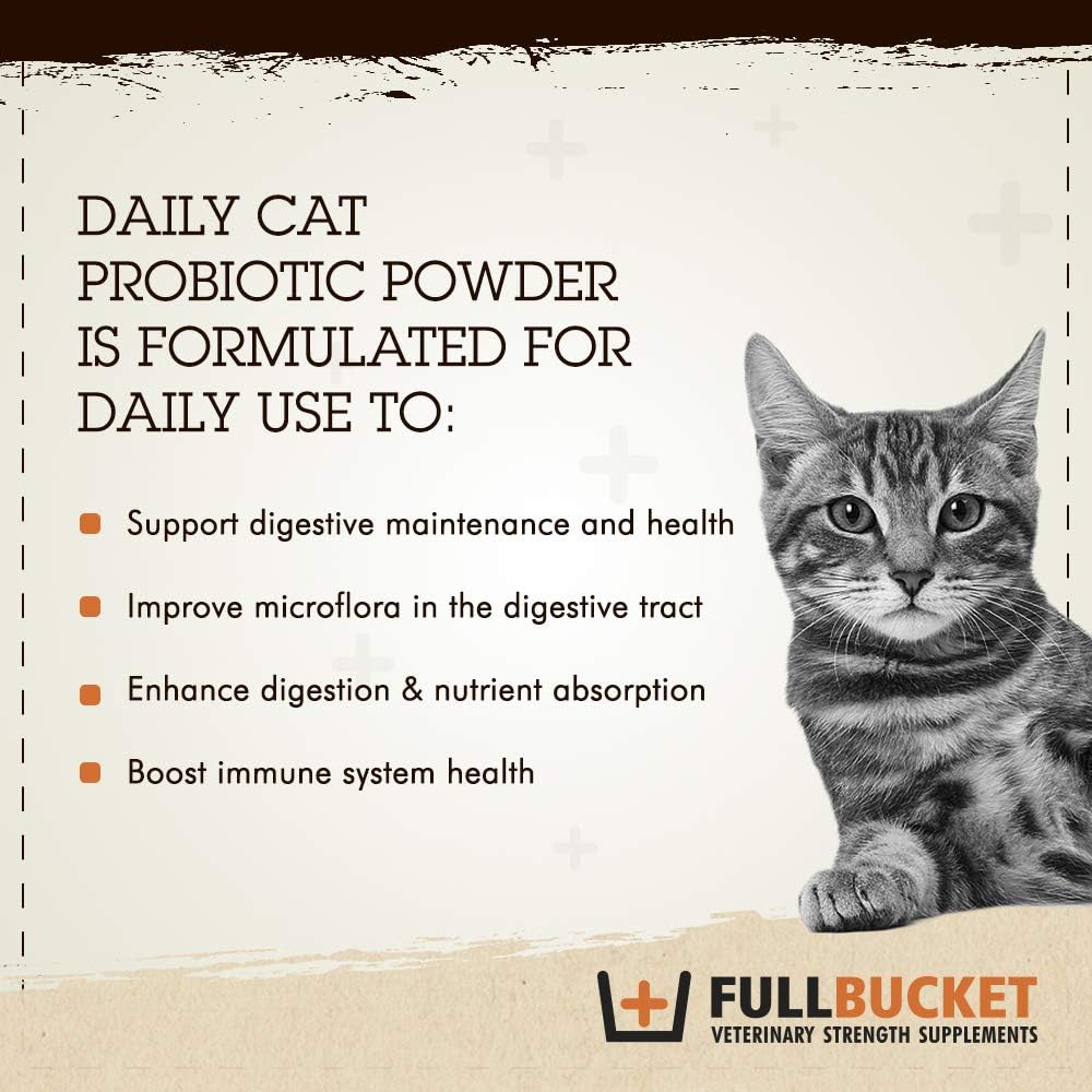 Cat Probiotic Powder for Diarrhea, Gas, Gut Health - Prebiotics & Enzymes, 30 Servings