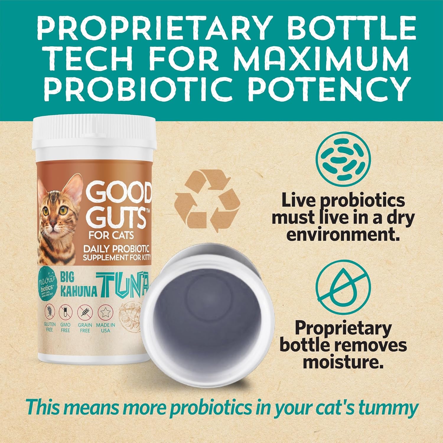 Cat Probiotic Powder with 11 Strains, 2 Prebiotics, 5 Enzymes - Tuna Flavor, Indoor & Outdoor - Digestive Support for Cats - 30 Day Supply