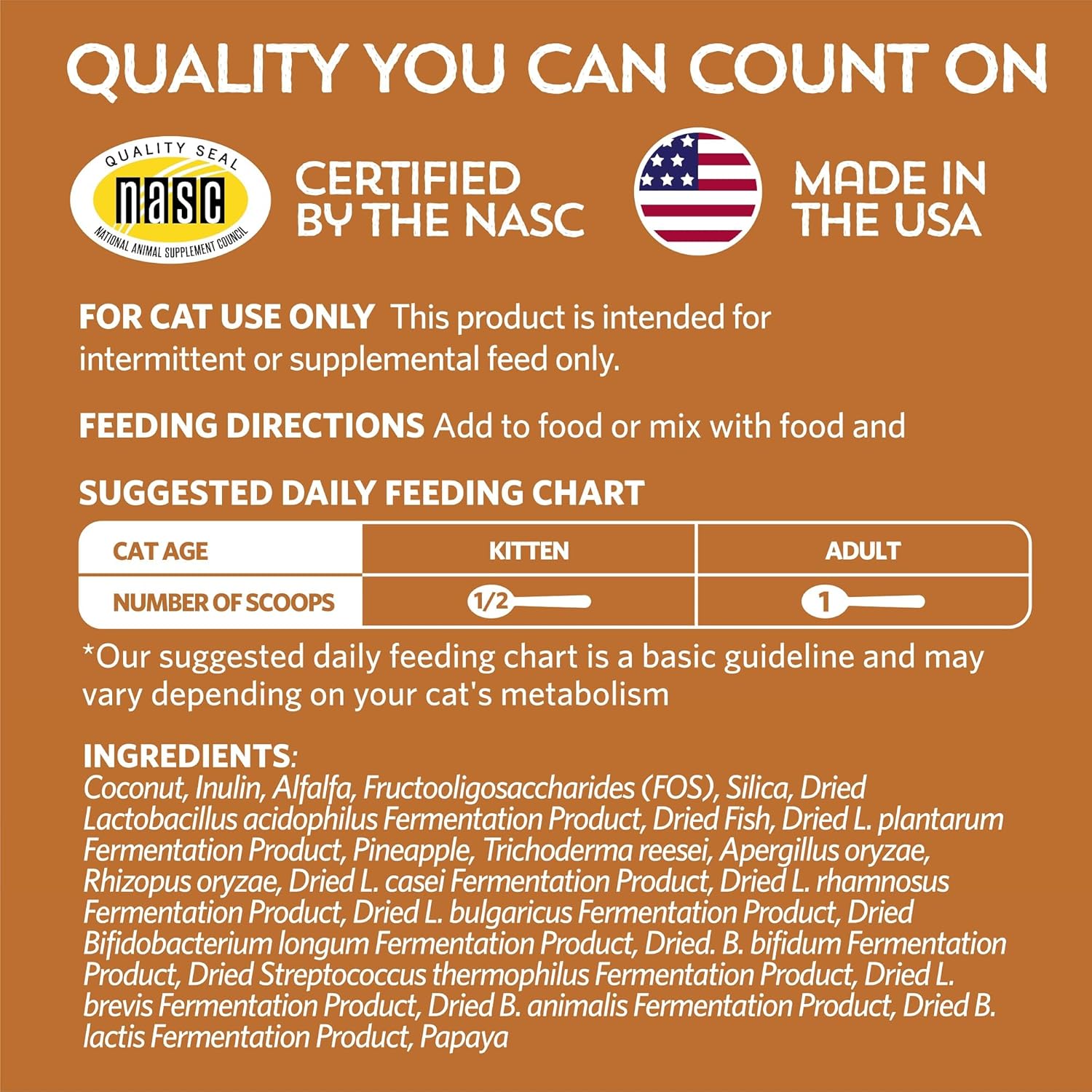 Cat Probiotic Powder with 11 Strains, 2 Prebiotics, 5 Enzymes - Tuna Flavor, Indoor & Outdoor - Digestive Support for Cats - 30 Day Supply