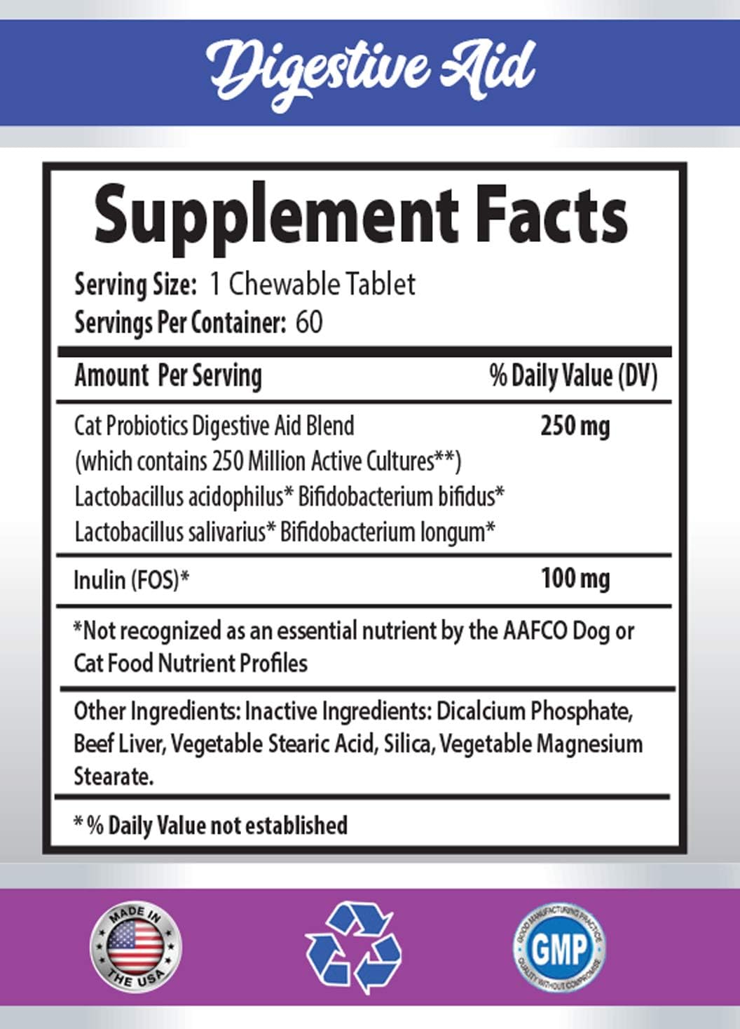 Cat Probiotic Supplements for Fresh Breath & Immune Support - Savory Beef Flavor - Natural Formula - 180 Treats