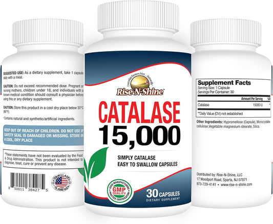 Catalase Supplement 15,000 for Hair Health Support - Antioxidant Enzyme Hair Supplements - 30 Capsules